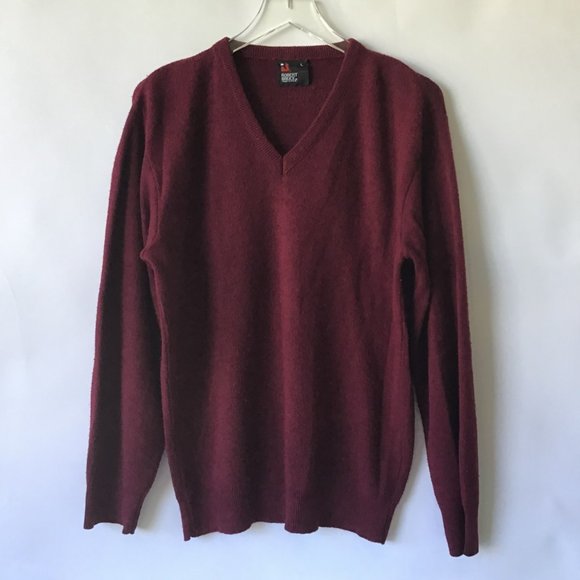 Vintage Union USA Mens v-neck Sweater L maroon burgundy unisex drop shoulder - Picture 1 of 10